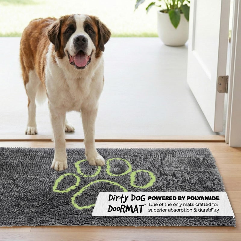 Dog Gone Smart Dirty Dog Doormat - Fast Drying Rug with Super Gripper Backing for Clean Floors - Super Absorbent and Machine Washable Mat for Muddy Paws - Cool Grey - Image 1